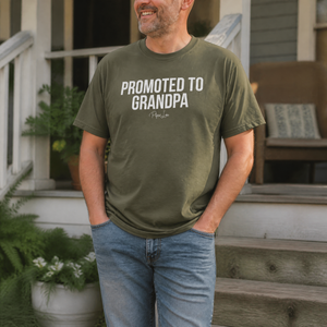 Promoted To Grandpa Premium Tee — lifestyle hero
