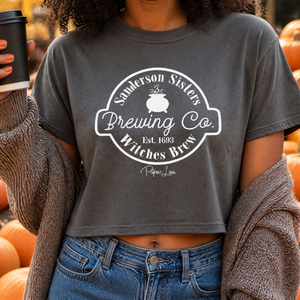 Sanderson Sisters Brewing Co Cropped Boxy Tee — lifestyle hero