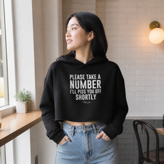 Please Take A Number Cropped Hoodie — lifestyle hero