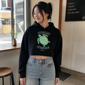 Turtley Awesome Cropped Hoodie — lifestyle hero