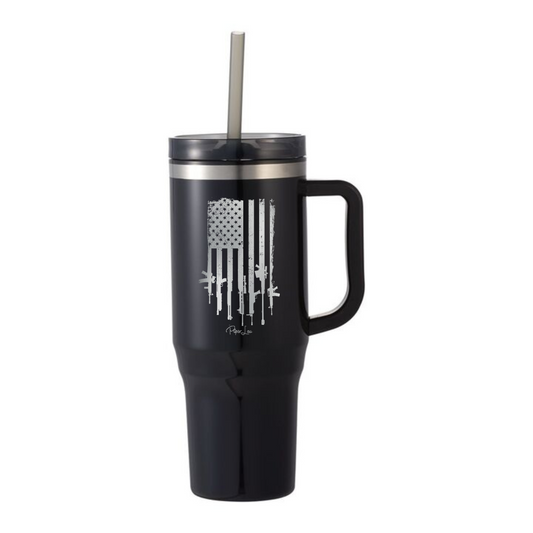 USA GUN FLAG - 40oz Traveler Lite Tumbler + Straw