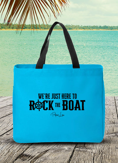 We're Just Here to Rock the Boat Tote Bags