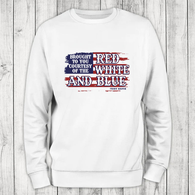 Courtesy Of The Red, White, And Blue Flag Crewneck Sweatshirt