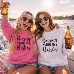 Boozing With My Besties Graphic Crewneck Sweatshirt