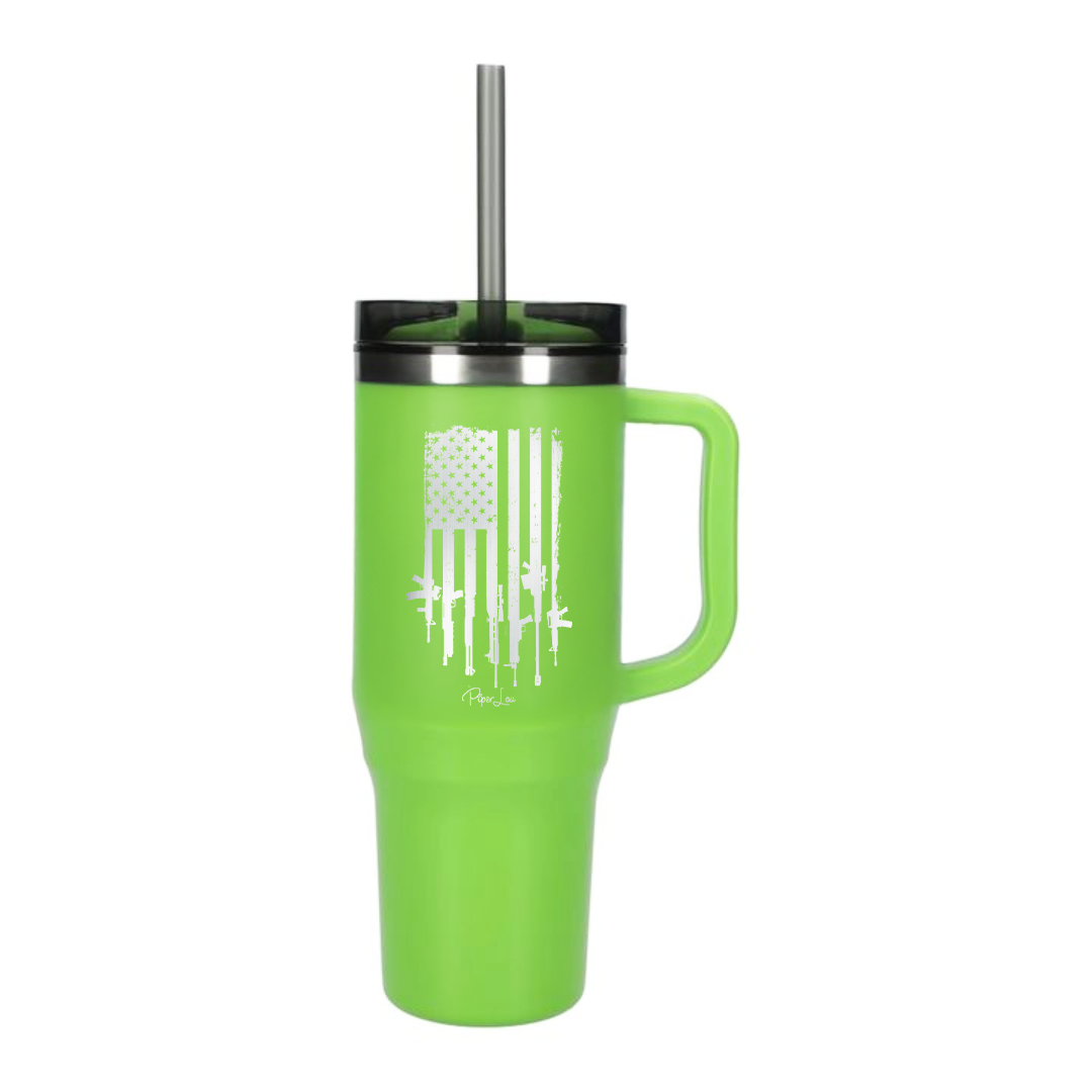 USA GUN FLAG - 40oz Traveler Lite Tumbler + Straw