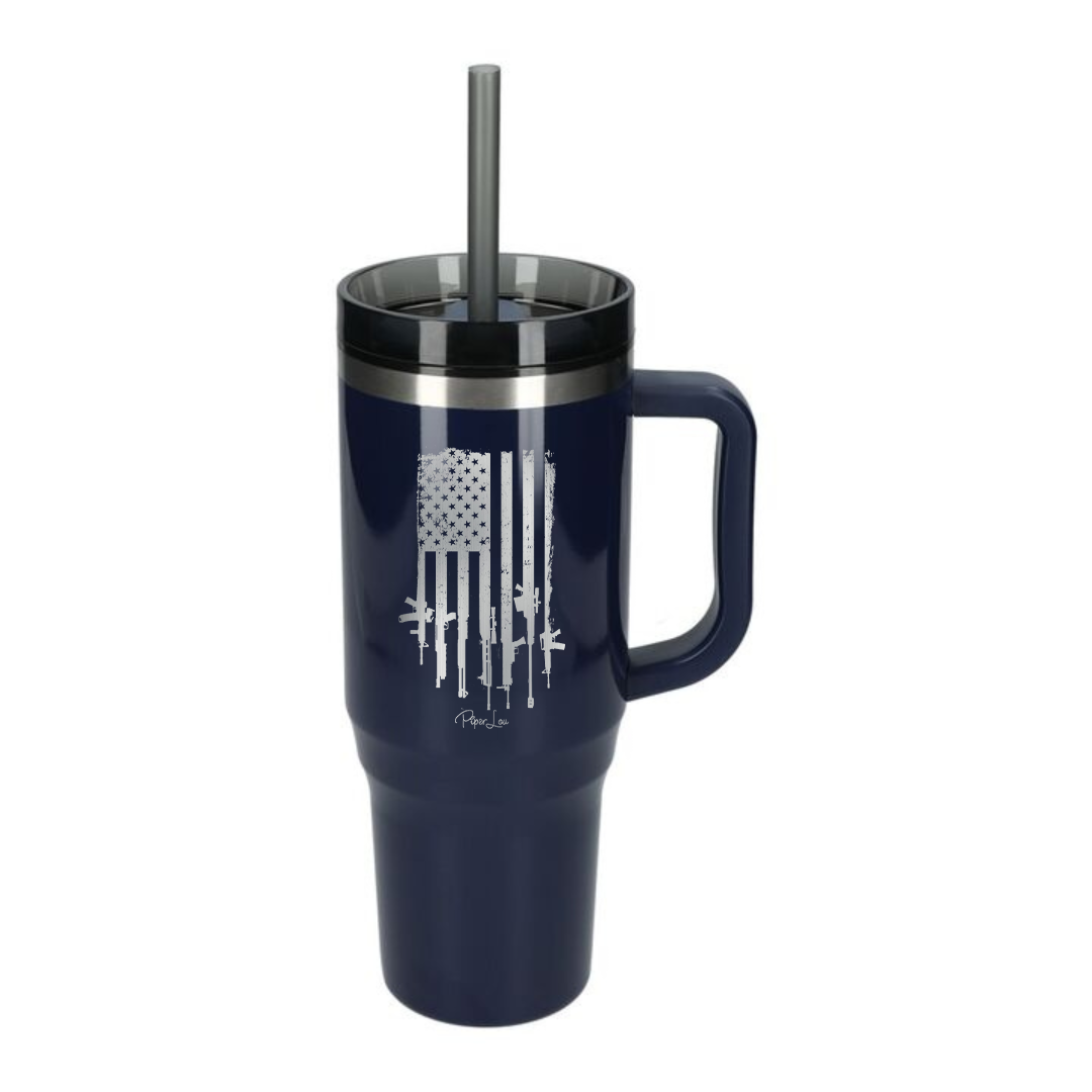 USA GUN FLAG - 40oz Traveler Lite Tumbler + Straw