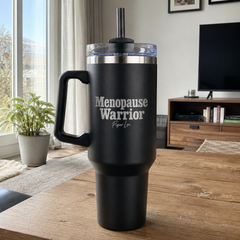 Menopause Warrior — 40oz Engraved Travel Tumbler — lifestyle hero