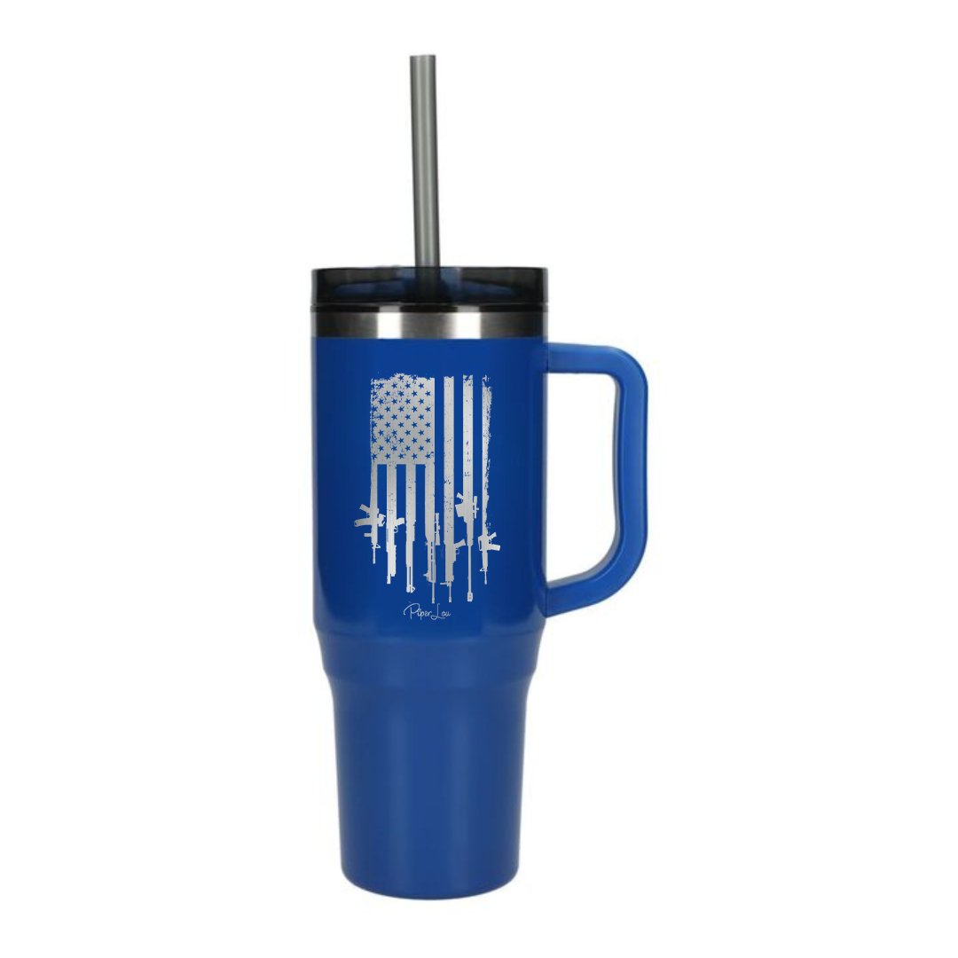 USA GUN FLAG - 40oz Traveler Lite Tumbler + Straw