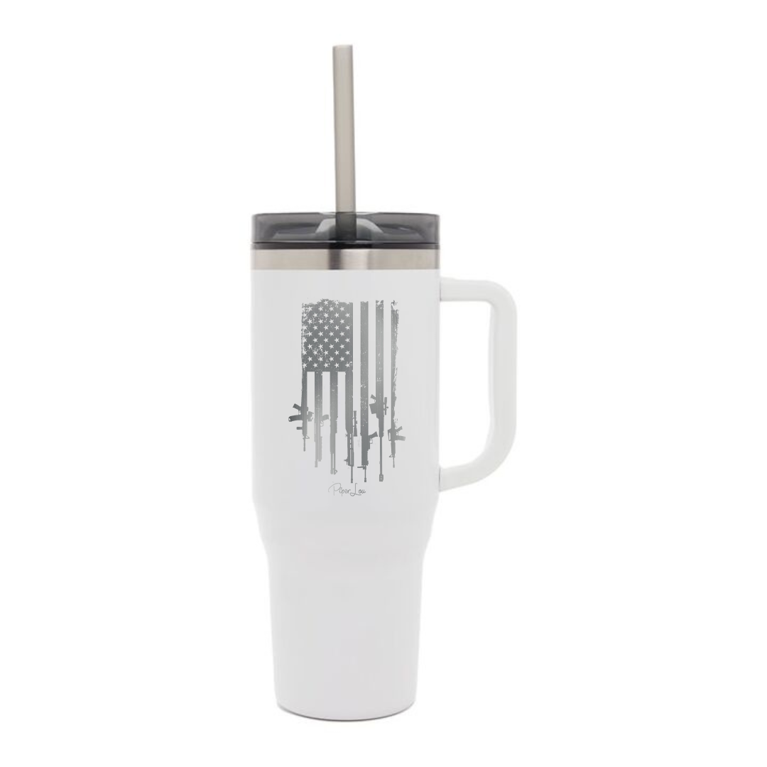 USA GUN FLAG - 40oz Traveler Lite Tumbler + Straw