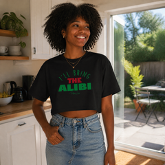 I'll Bring The Alibi Cropped Boxy Tee — lifestyle hero
