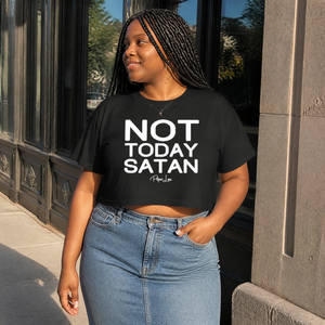 Not Today Satan Cropped Boxy Tee — lifestyle hero