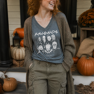 Horror Friends Women's Graphic V-Neck — lifestyle hero
