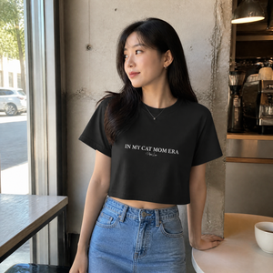 Cat Mom Era Cropped Boxy Tee — lifestyle hero