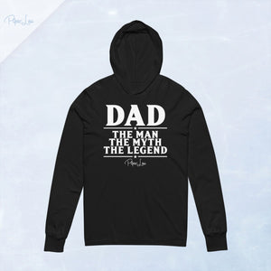 Dad The Man The Myth Hooded Long Sleeve Tee — Black