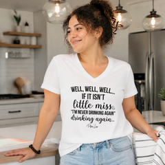Little Miss Never Drinking Again Women's Graphic V-Neck — lifestyle hero