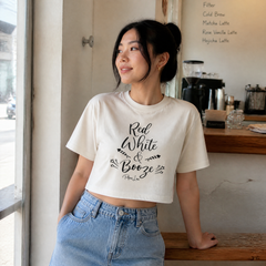 Red White And Booze Cropped Boxy Tee — lifestyle hero