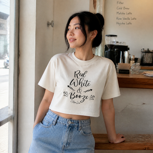 Red White And Booze Cropped Boxy Tee — lifestyle hero