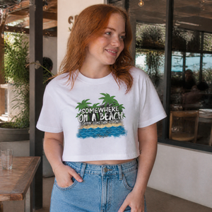 Somewhere on a Beach Cropped Boxy Tee — lifestyle hero