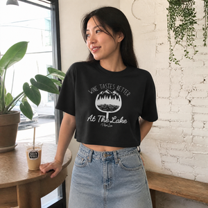 Wine Tastes Better at the Lake Cropped Boxy Tee — lifestyle hero
