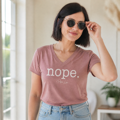 Nope Women's Graphic V-Neck — lifestyle hero