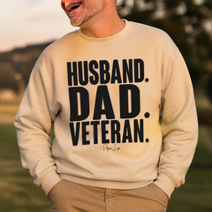 Husband Dad Veteran Graphic Crewneck Sweatshirt — lifestyle hero