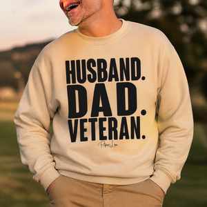 Husband Dad Veteran Graphic Crewneck Sweatshirt — lifestyle hero