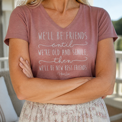 We'll Be Friends Until Women's Graphic V-Neck — lifestyle hero