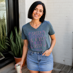 Sassy Classy & A Bit Smart Assy Women's Graphic V-Neck — lifestyle hero