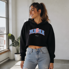 Mama (Red White And Blue) Cropped Hoodie — lifestyle hero