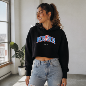 Mama (Red White And Blue) Cropped Hoodie — lifestyle hero