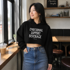 Emotional Support Beverage Cropped Hoodie — lifestyle hero