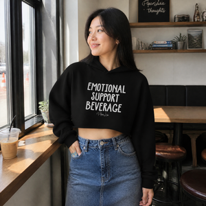 Emotional Support Beverage Cropped Hoodie — lifestyle hero