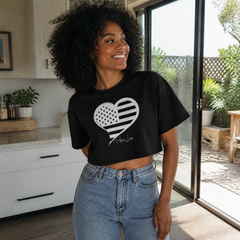 USA Flag Heart Cropped Boxy Tee — lifestyle hero