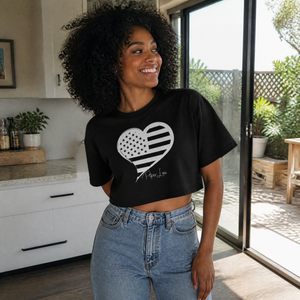 USA Flag Heart Cropped Boxy Tee — lifestyle hero