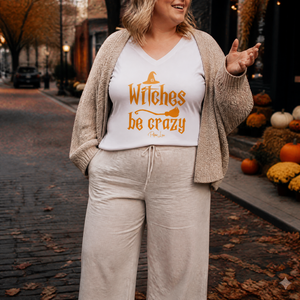 Witches Be Crazy Women's Graphic V-Neck — lifestyle hero