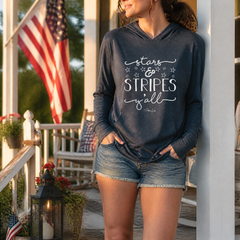 Stars And Stripes Y'all Hooded Long Sleeve Tee — lifestyle hero