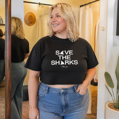Save The Sharks Cropped Boxy Tee — lifestyle hero