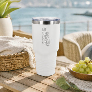 Eat Sleep Beach Repeat 30oz Engraved Tundra Tumbler — lifestyle