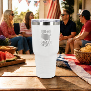 I'm In Love With The Shape Of Usa 30oz Engraved Tundra Tumbler — lifestyle