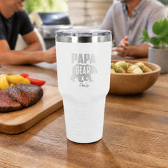 Papa Bear 30oz Engraved Tundra Tumbler — lifestyle