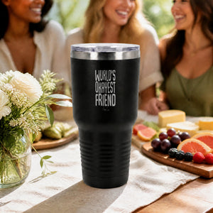Worlds Okayest Friend 30oz Engraved Tundra Tumbler — lifestyle