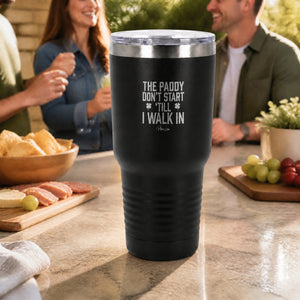 The Paddy Don't Start 30oz Engraved Tundra Tumbler — lifestyle