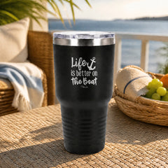 Life Is Better On The Boat 30oz Engraved Tundra Tumbler — lifestyle