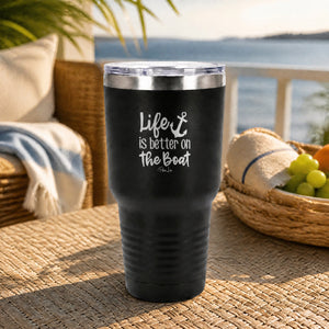 Life Is Better On The Boat 30oz Engraved Tundra Tumbler — lifestyle