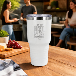 I'm So Hot I Have My Own Firefighter 30oz Engraved Tundra Tumbler — lifestyle