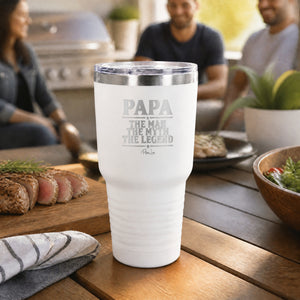 Papa The Man The Myth 30oz Engraved Tundra Tumbler — lifestyle