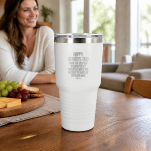 Happy Father's Day From The Kids You Inherited 30oz Engraved Tundra Tumbler — lifestyle