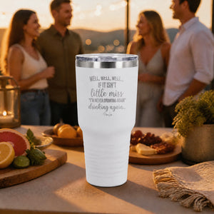Little Miss Never Drinking Again Color 30oz Engraved Tundra Tumbler — lifestyle