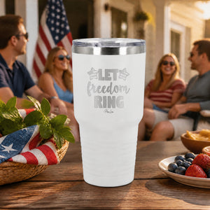 Let Freedom Ring 30oz Engraved Tundra Tumbler — lifestyle