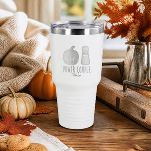Pumpkin Spice Power Couple 30oz Engraved Tundra Tumbler — lifestyle